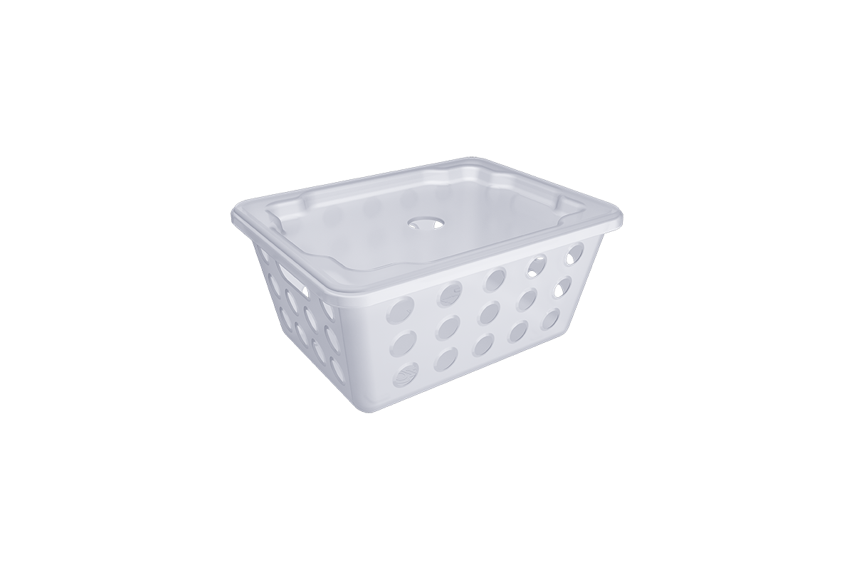 Coza Plastic Basket White 1,2 L   with Lid  18,6 X 14,2 X 8,6 cm   Organizer Made in Brazil