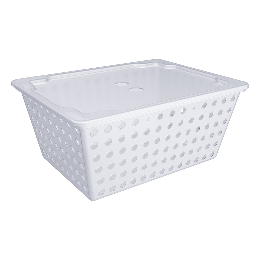 Coza Plastic Basket 12,9 L  White  with Lid  39 x 30 x 16,8 cm  Organizer Made in Brazil