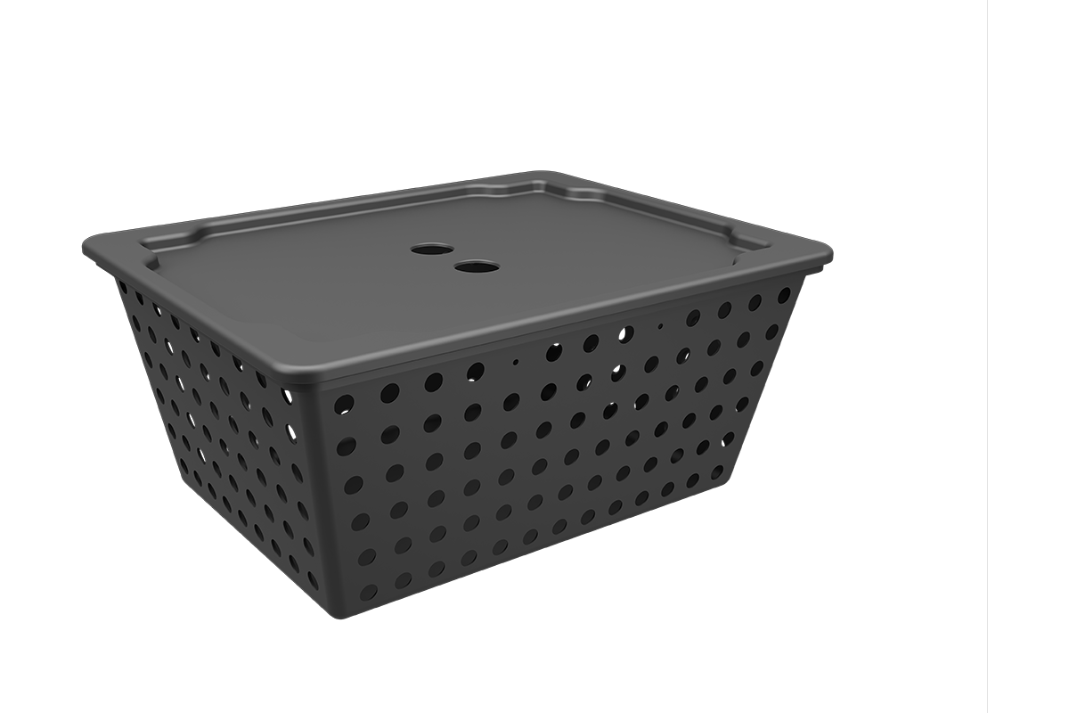 Coza Plastic Basket Black 12,9 L  with Lid  39 x 30 x 16,8 cm  Made in Brazil