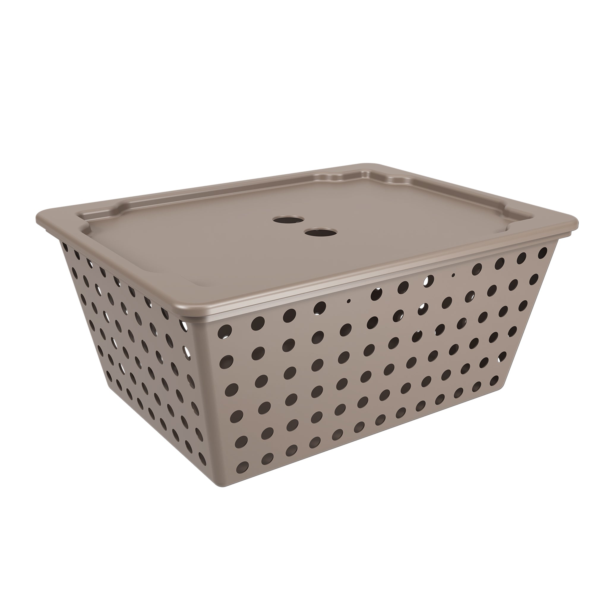 Coza Plastic Basket 12,9 L  Beige   with Lid  39 x 30 x 16,8 cm  Organizer Made in Brazil