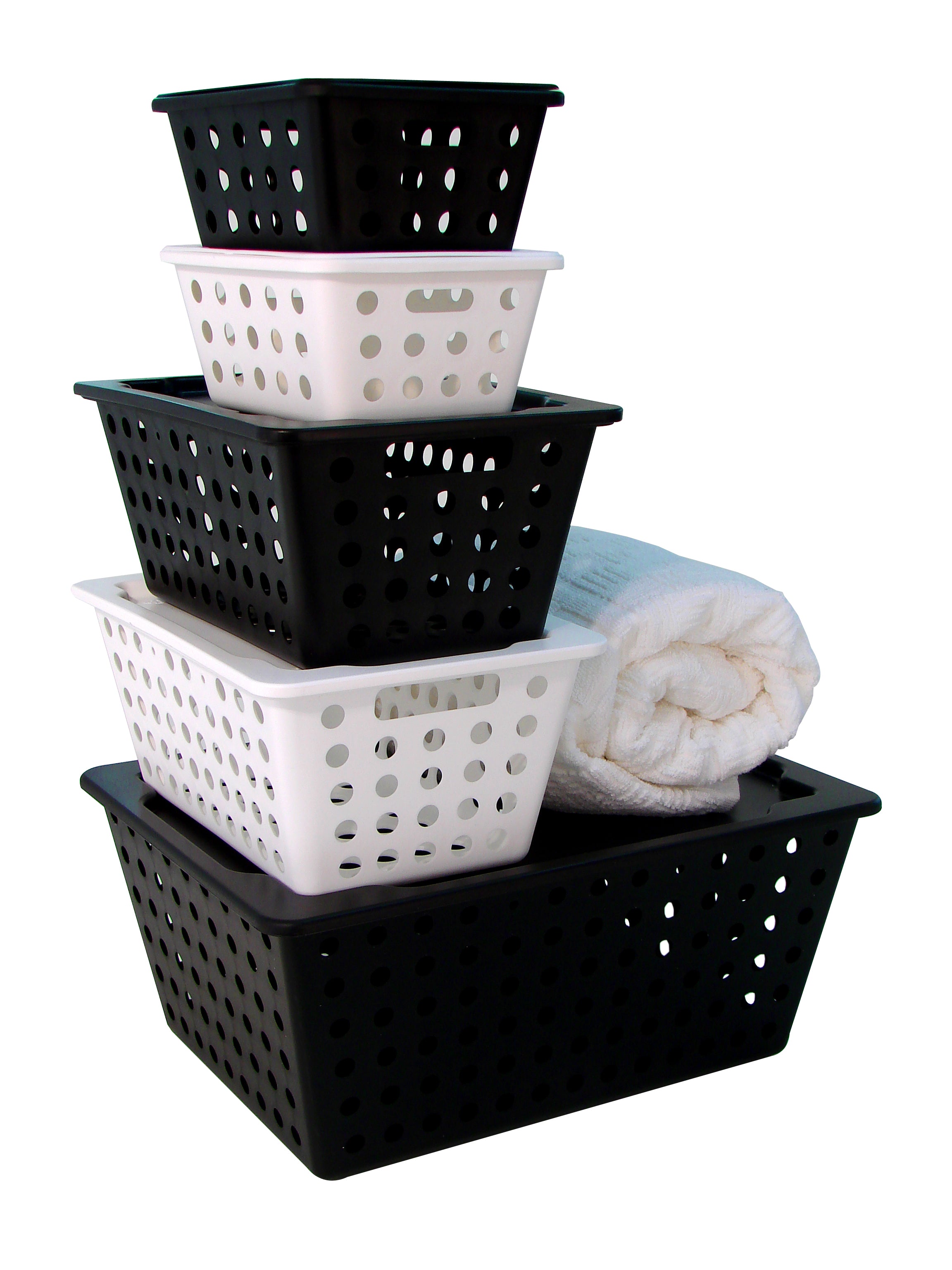 Coza Plastic Basket 12,9 L  White  with Lid  39 x 30 x 16,8 cm  Organizer Made in Brazil