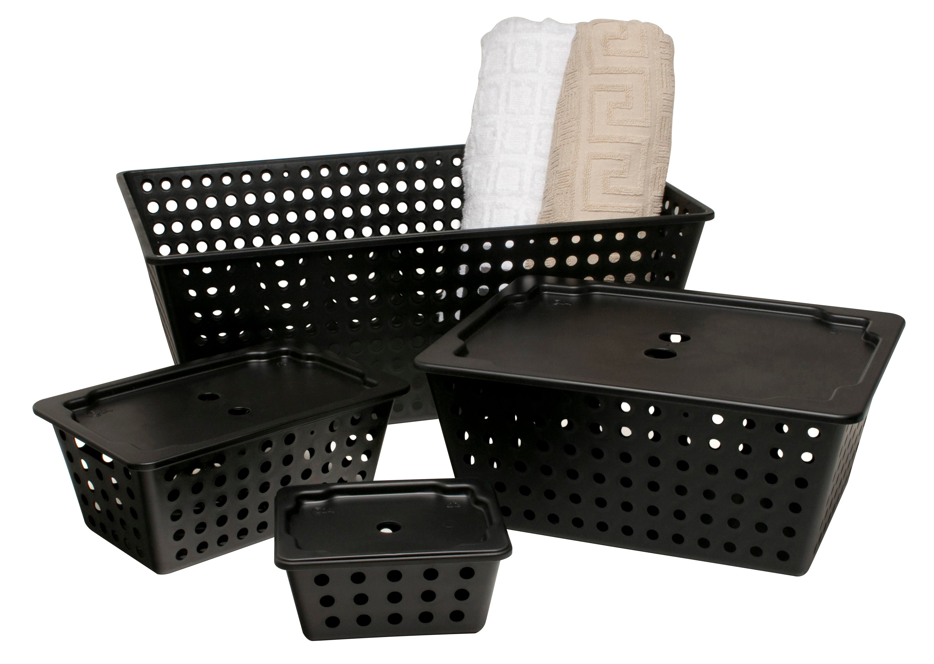 Coza Plastic Basket Black 12,9 L  with Lid  39 x 30 x 16,8 cm  Made in Brazil