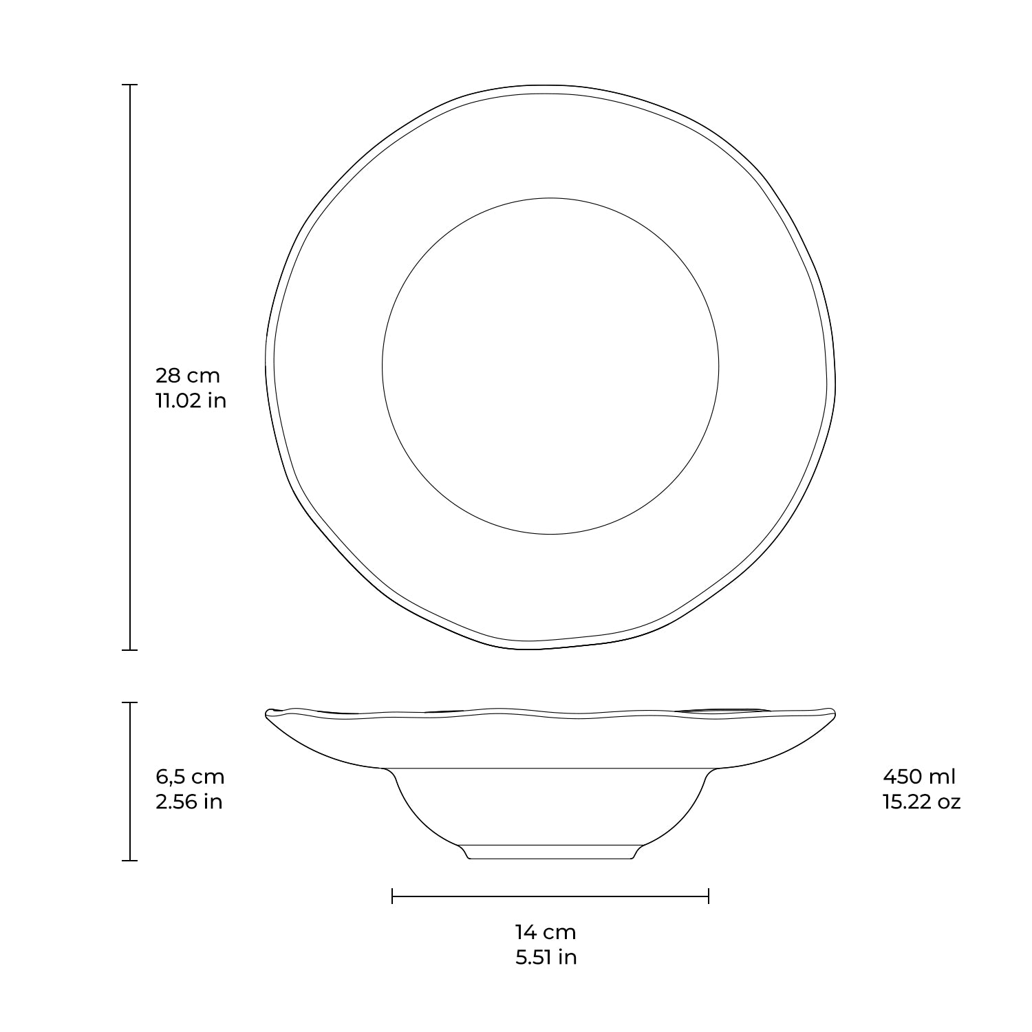 Pasta Dinner Plate Deep Rim Stoneware 28 cm  x 6,5 cm 450 ml Latte Colour Made in Brazil Organic Shape Porto Brasil Ceramic Make a Set