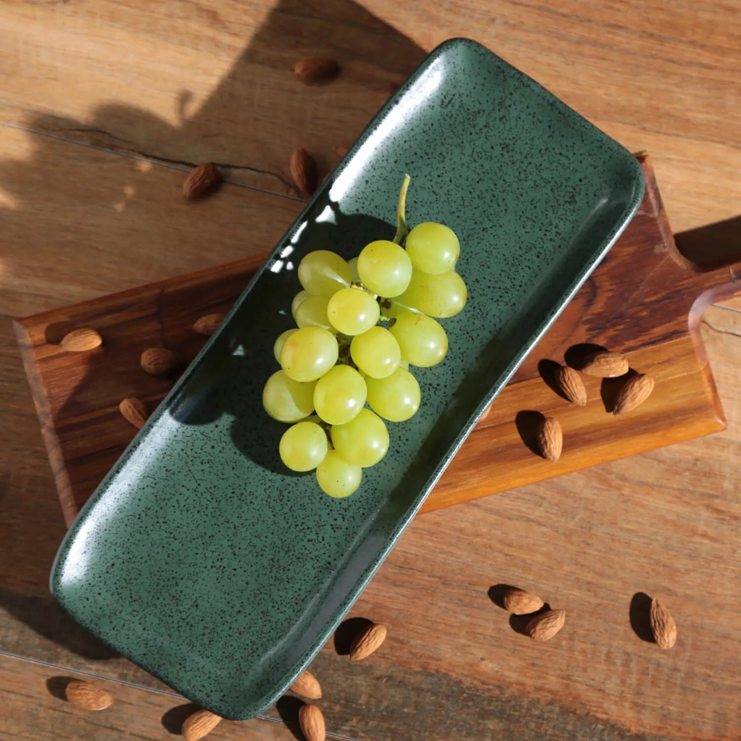 Platter Tray Stoneware 33 cm x 13 cm  Greenery Colour Made in Brazil Organic Shape Porto Brasil Ceramic Make a Set