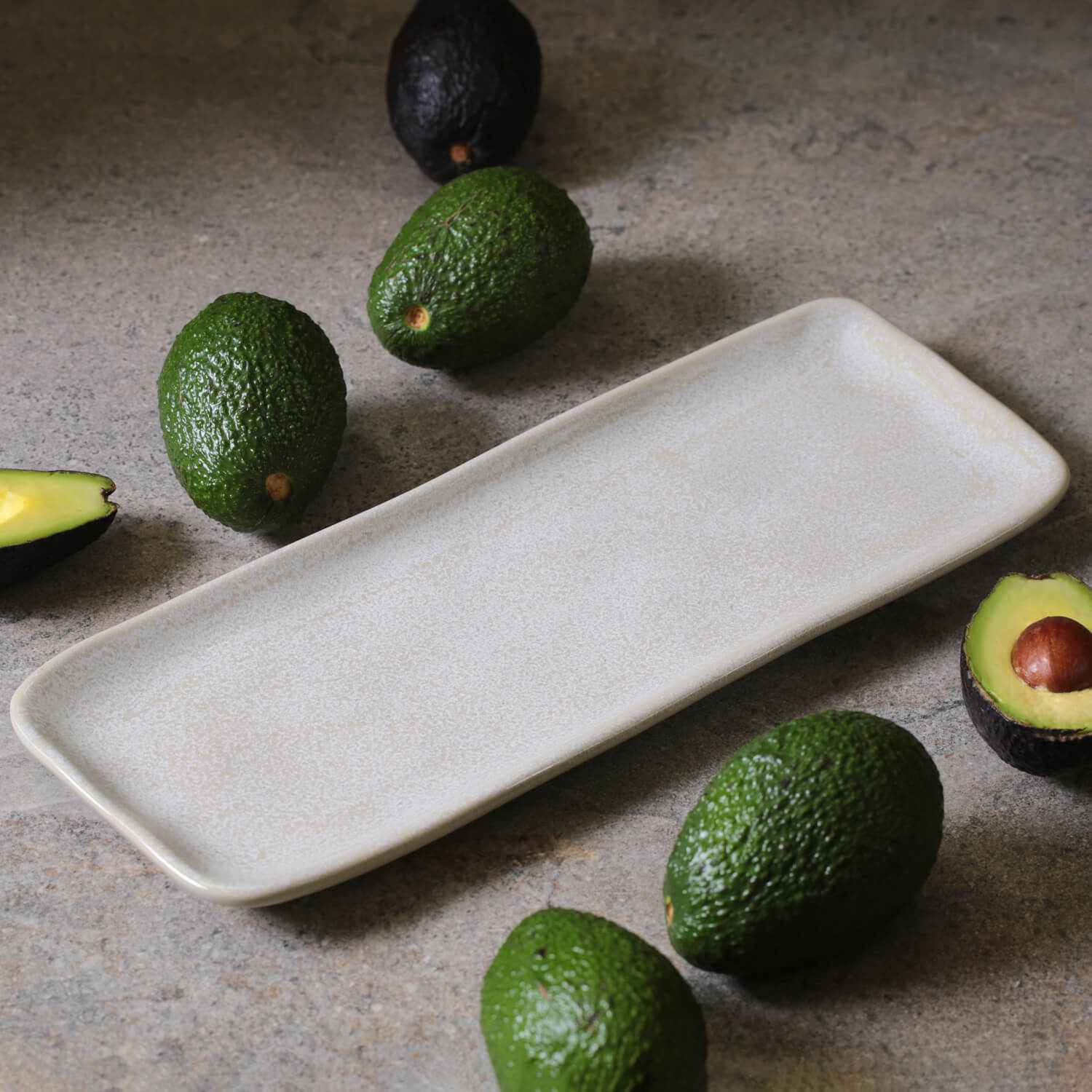 Platter Tray Stoneware 33 cm x 13 cm  Latte Colour Made in Brazil Organic Shape Porto Brasil Ceramic Make a Set