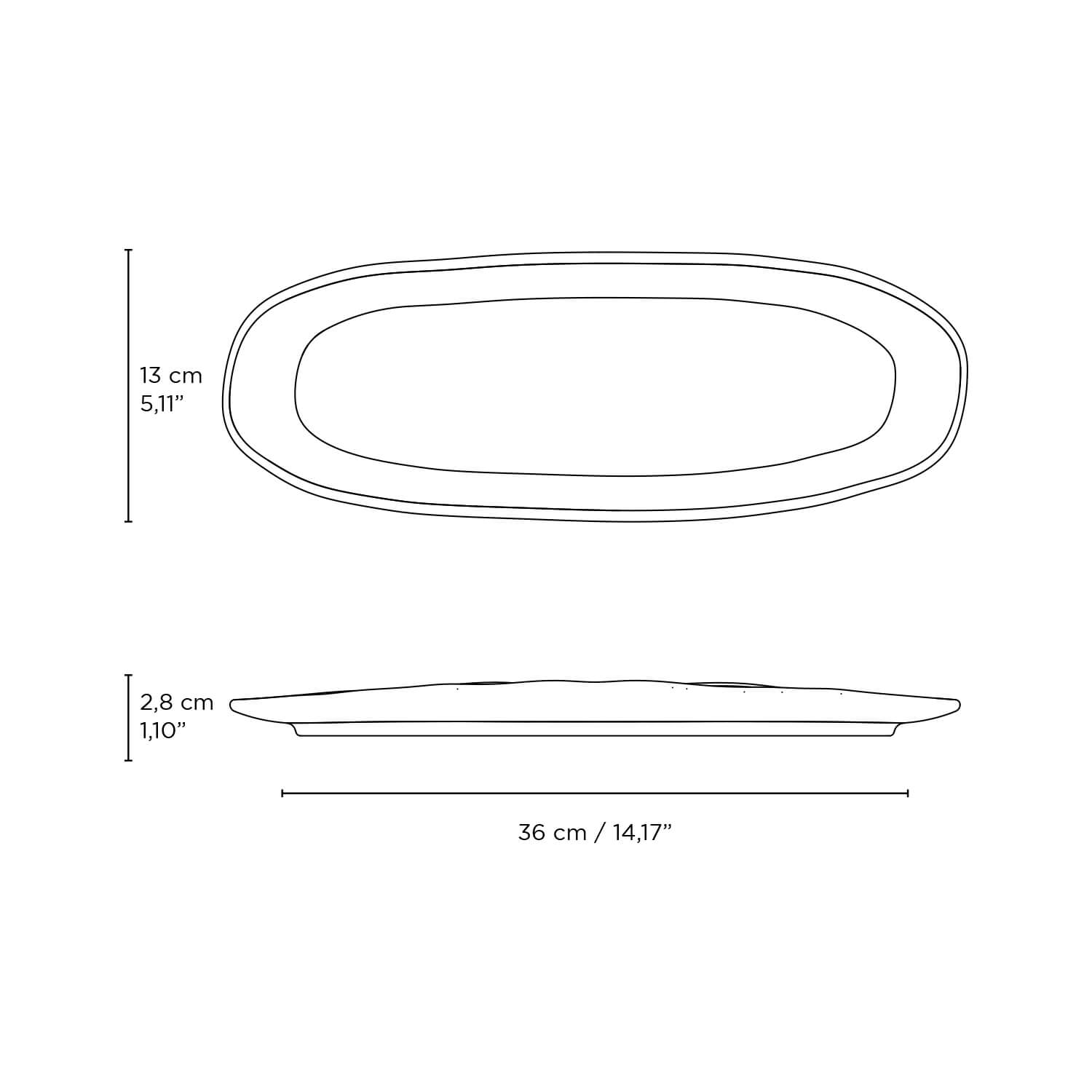 Platter Tray Oval  Stoneware 36 cm x 13 cm Latte Colour Made in Brazil Organic Shape Porto Brasil Ceramic Make a Set