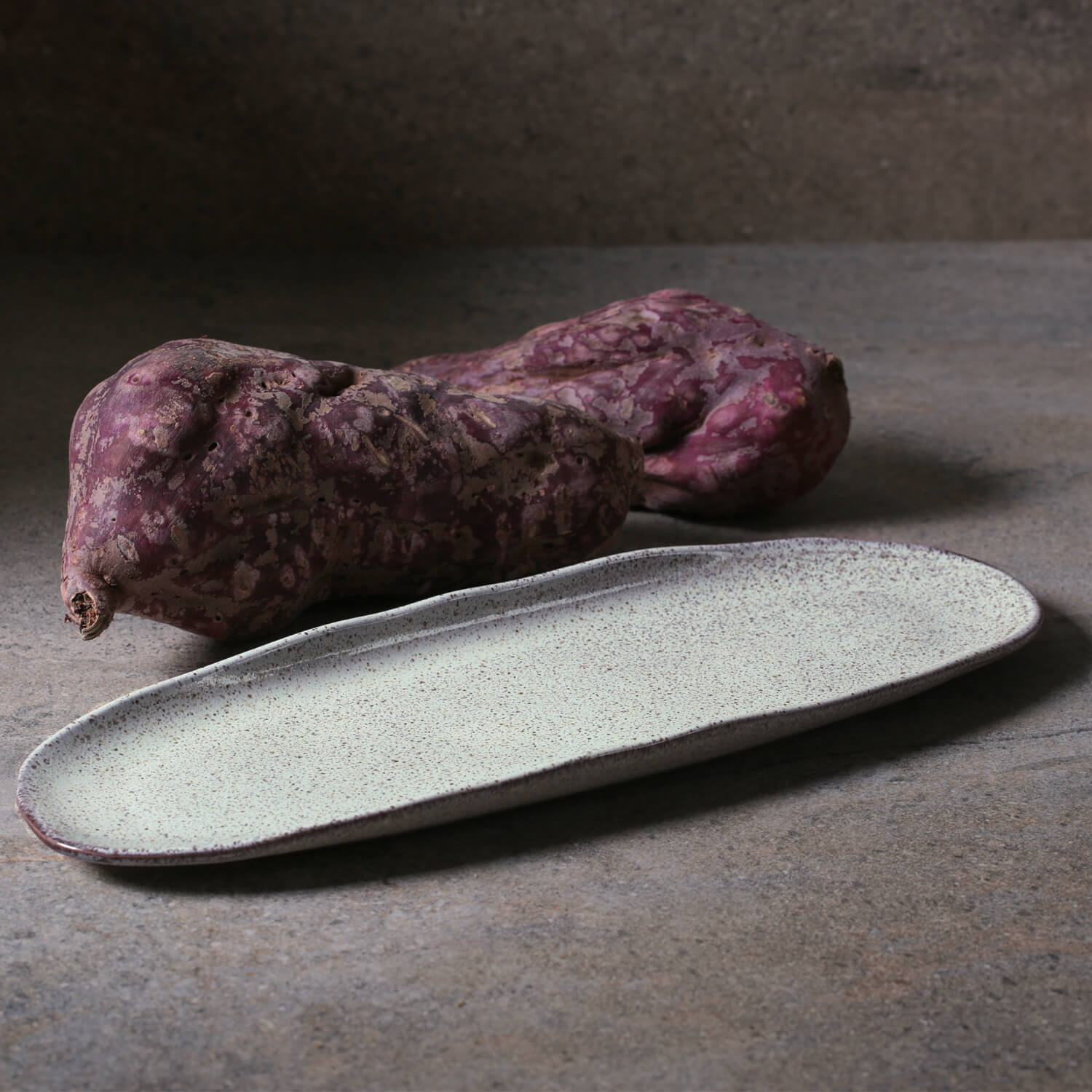 Platter Tray Oval  Stoneware 36 cm x 13 cm Pistache  Colour Made in Brazil Organic Shape Porto Brasil Ceramic Make a Set