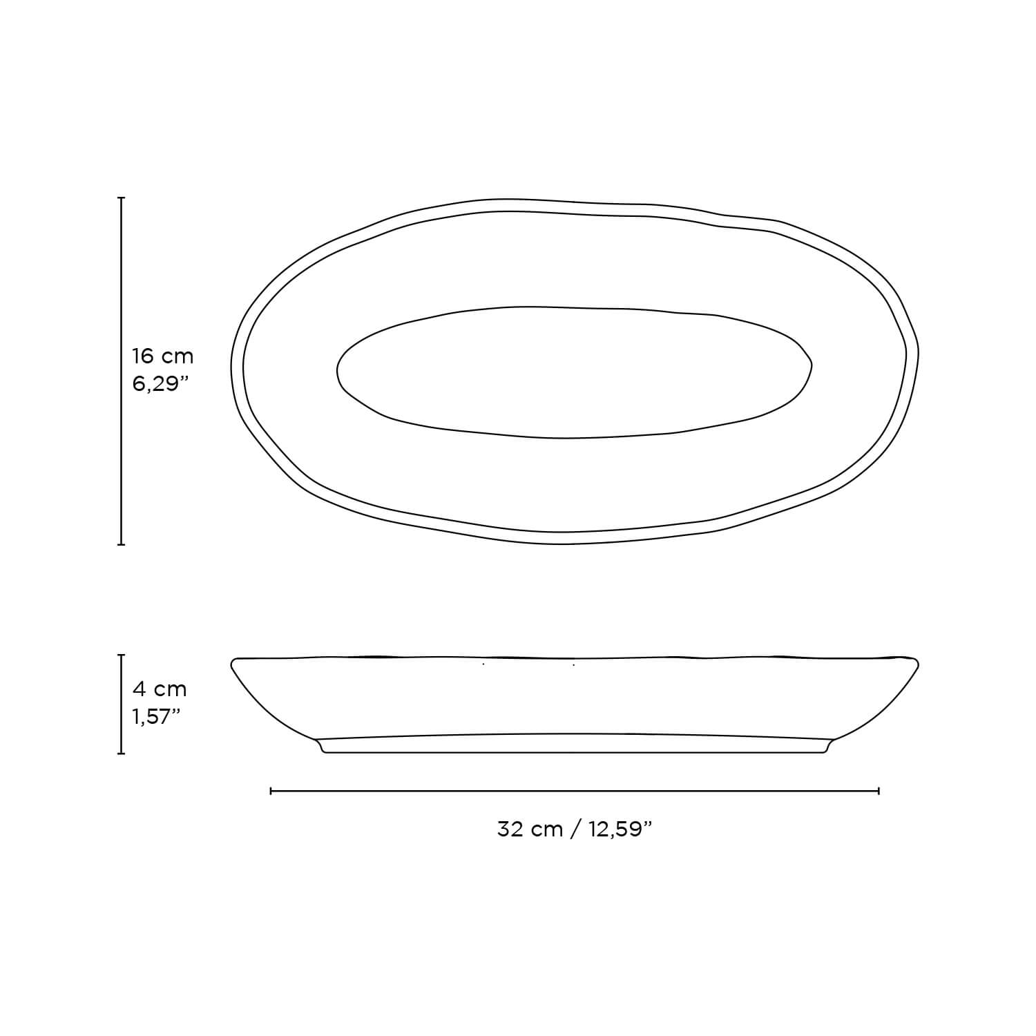 Platter Tray Deep 650ml Oval  Stoneware 32 cm x 16 cm New White Colour Made in Brazil Organic Shape Porto Brasil Ceramic Make a Set