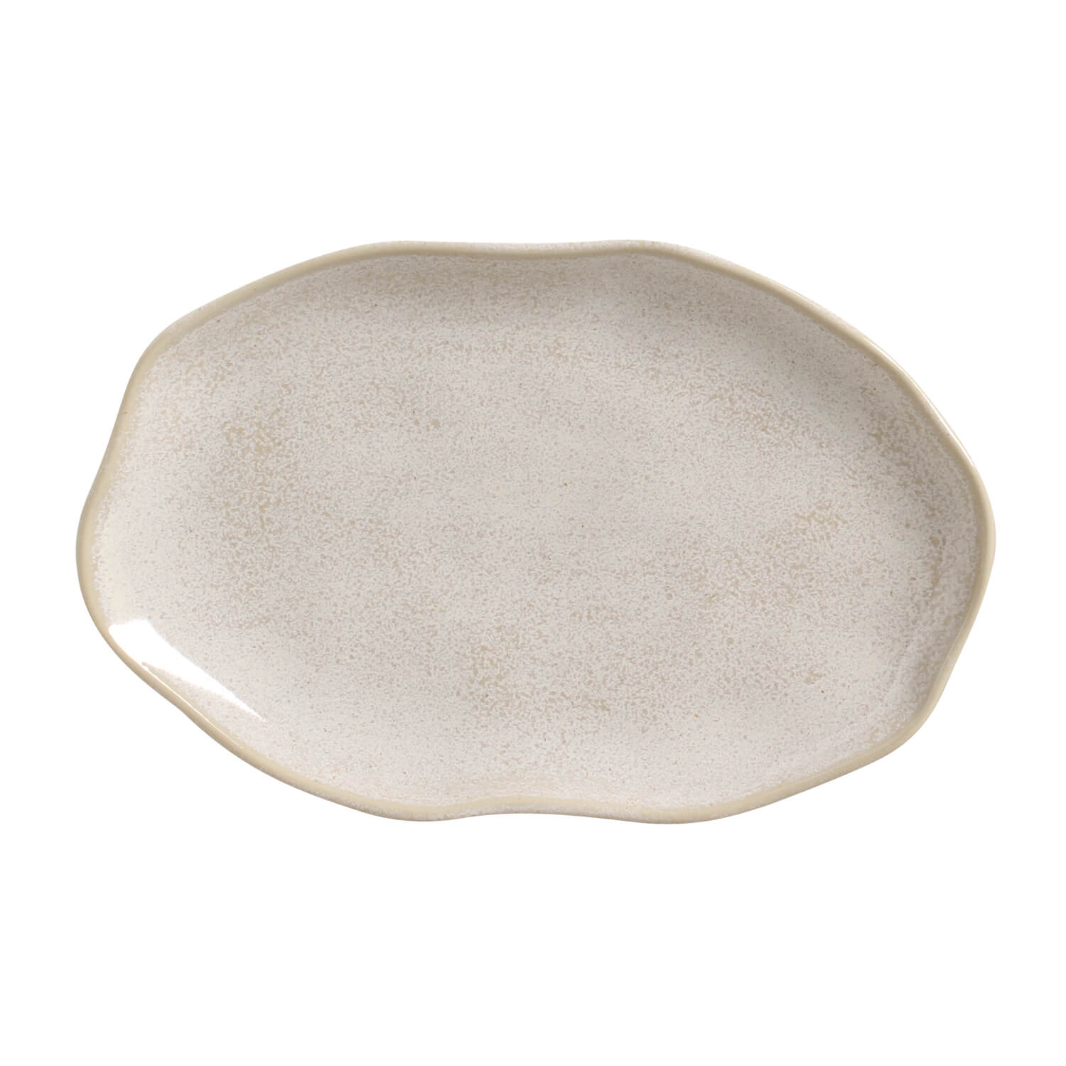 Platter Tray Shallow   Stoneware 30 cm x 20 cm  Latte Colour Made in Brazil Organic Shape Porto Brasil Ceramic Make a Set