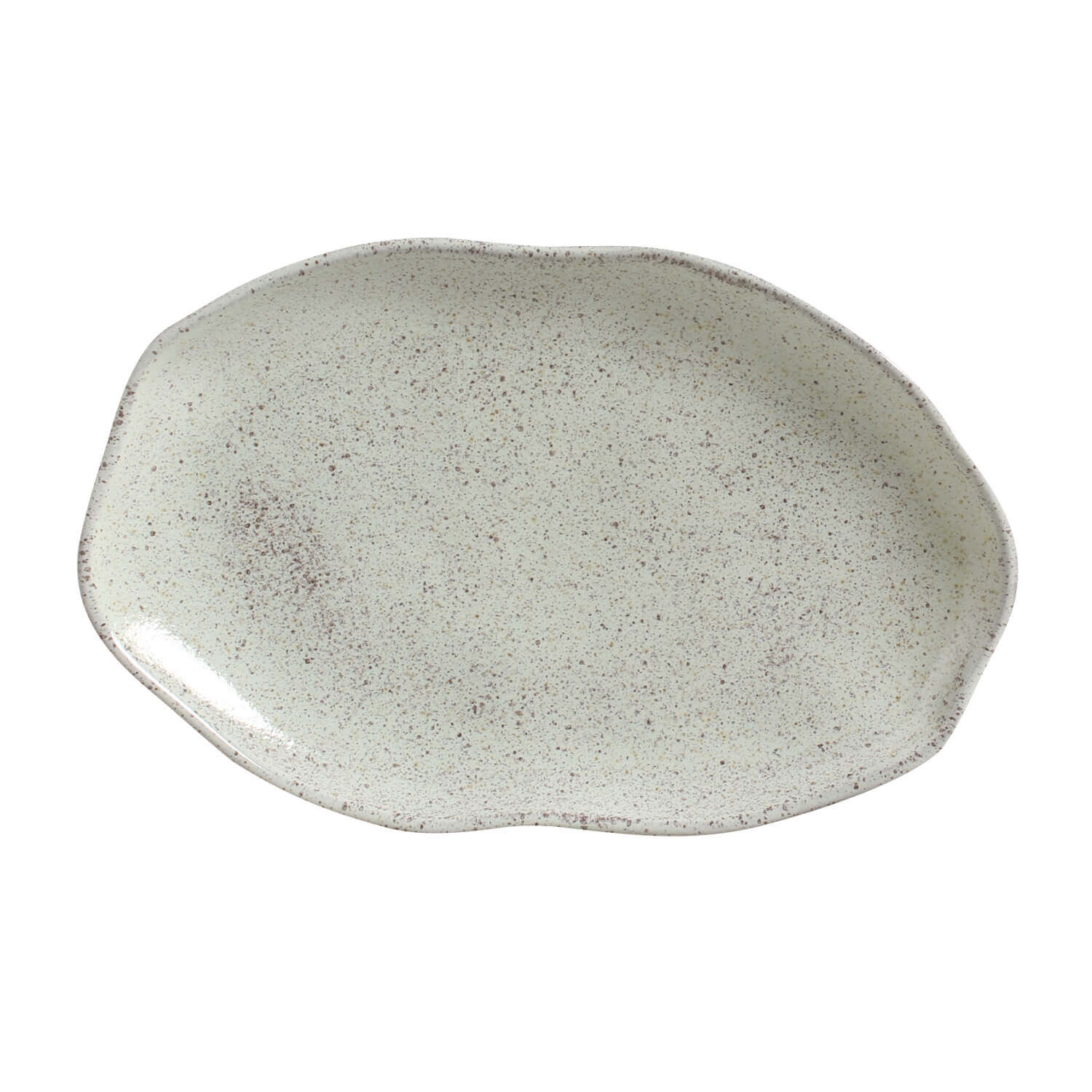 Platter Tray Shallow   Stoneware 30 cm x 20 cm  Pistache  Colour Made in Brazil Organic Shape Porto Brasil Ceramic Make a Set