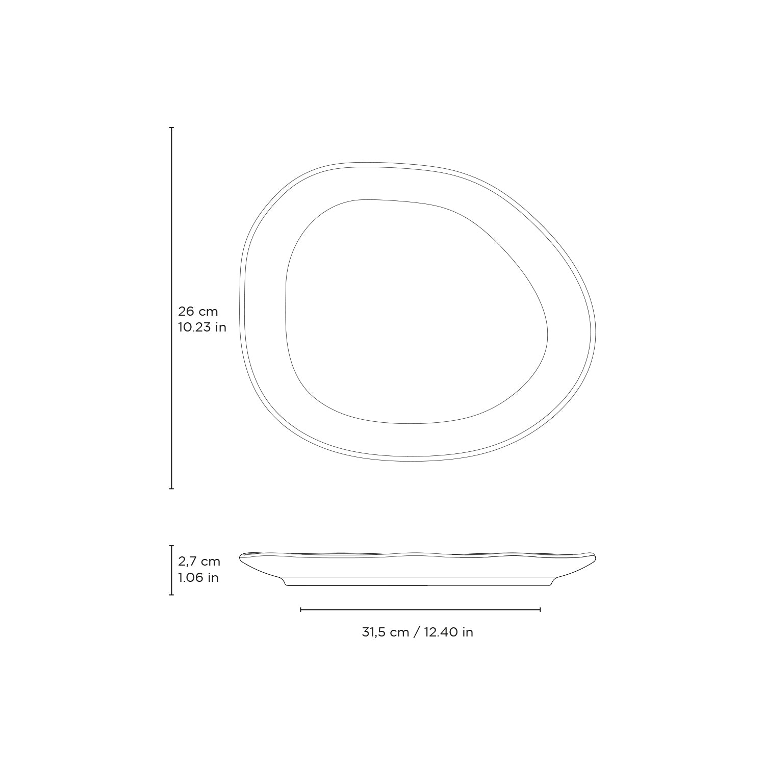 Dinner Plate Oval Stoneware 31 cm  New White Colour Made in Brazil Organic Shape Porto Brasil Ceramic Make a Set