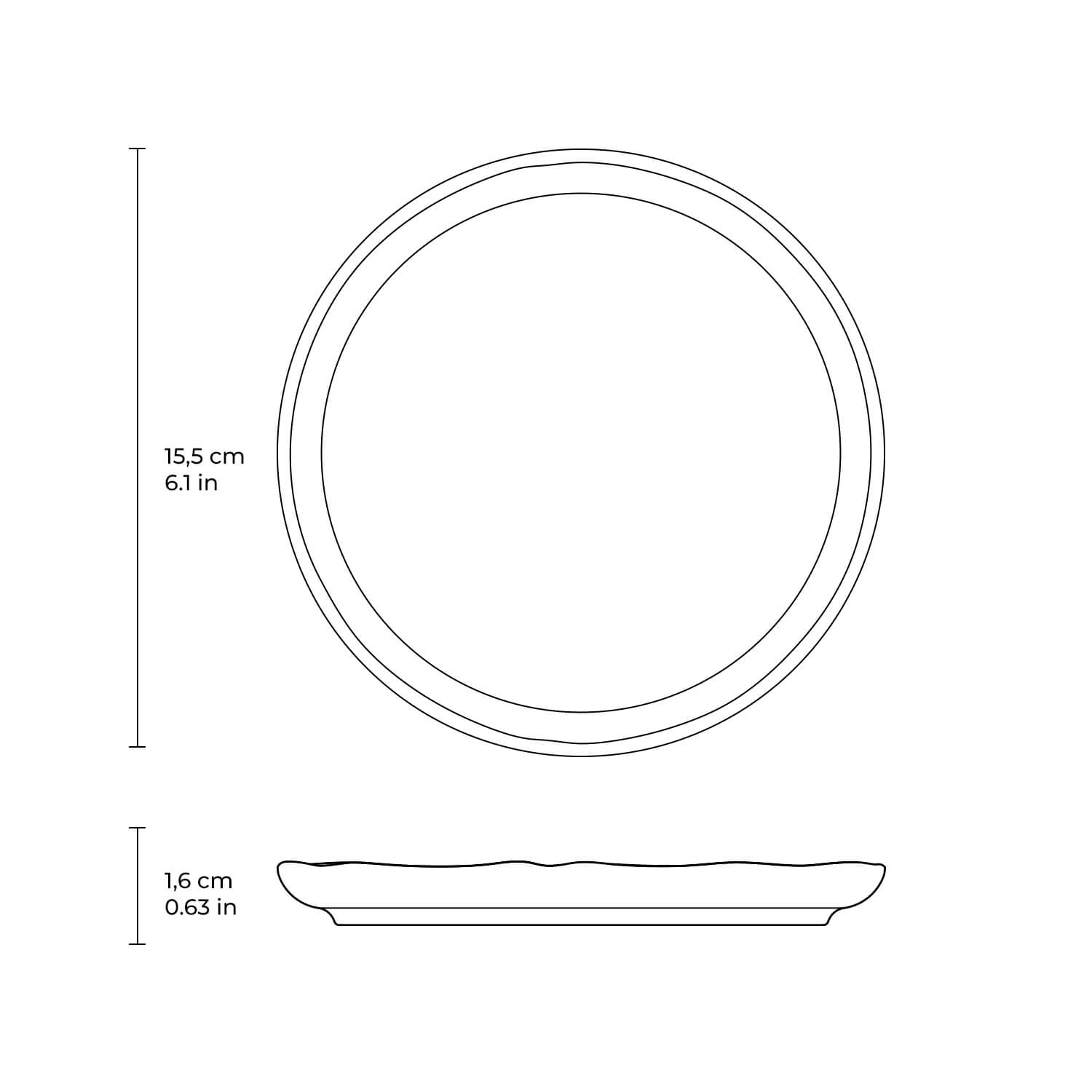 Bread Plate Stoneware 15.5 cm x 1.6 cm  New White Colour Made in Brazil Bio Shape Porto Brasil Ceramic Make a Set