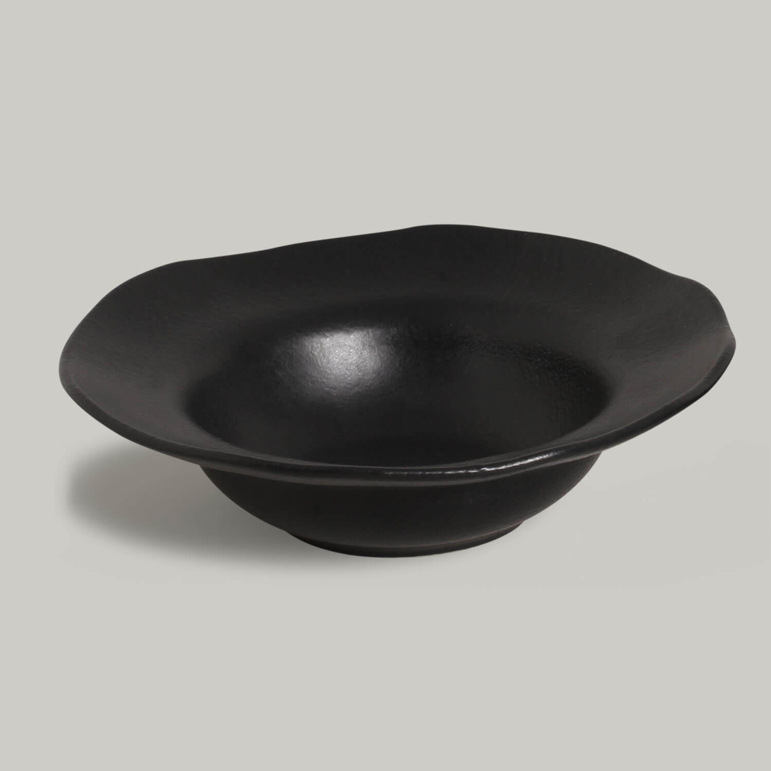 Hat  Plate Deep Rim Stoneware 19 x5.5 cm 250 ML Black Matte Colour Made in Brazil Organic Shape Porto Brasil Ceramic Make a Set