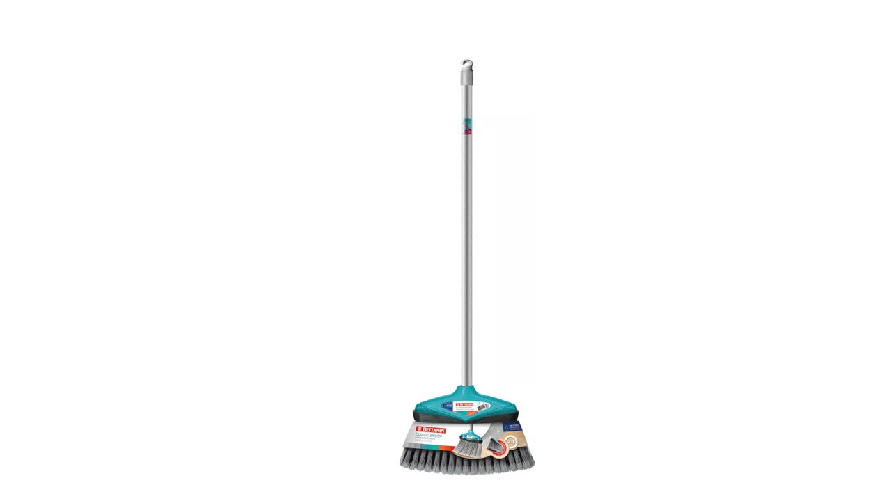 Bettanin Floor Broom with Strong Iron Handle Made in Brazil - Upright Long Handle Broom with Stiff Bristles - Multipurpose Cleaning Tool Perfect for Home or Office Use - Ideal for All Sweeping Cleaning Job