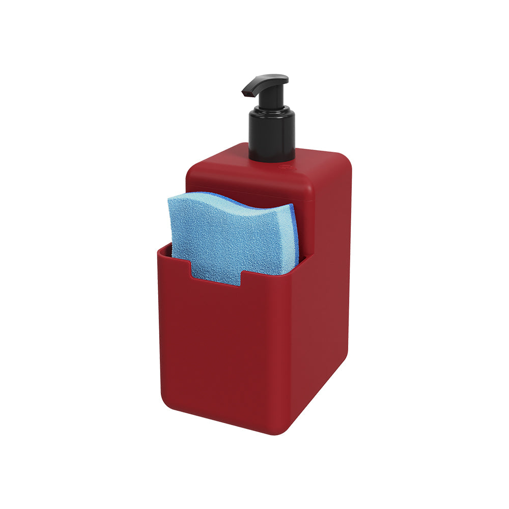 Coza Soap Dispenser  Red    500 ml with Sponge Holder Kitchen Made in Brazil