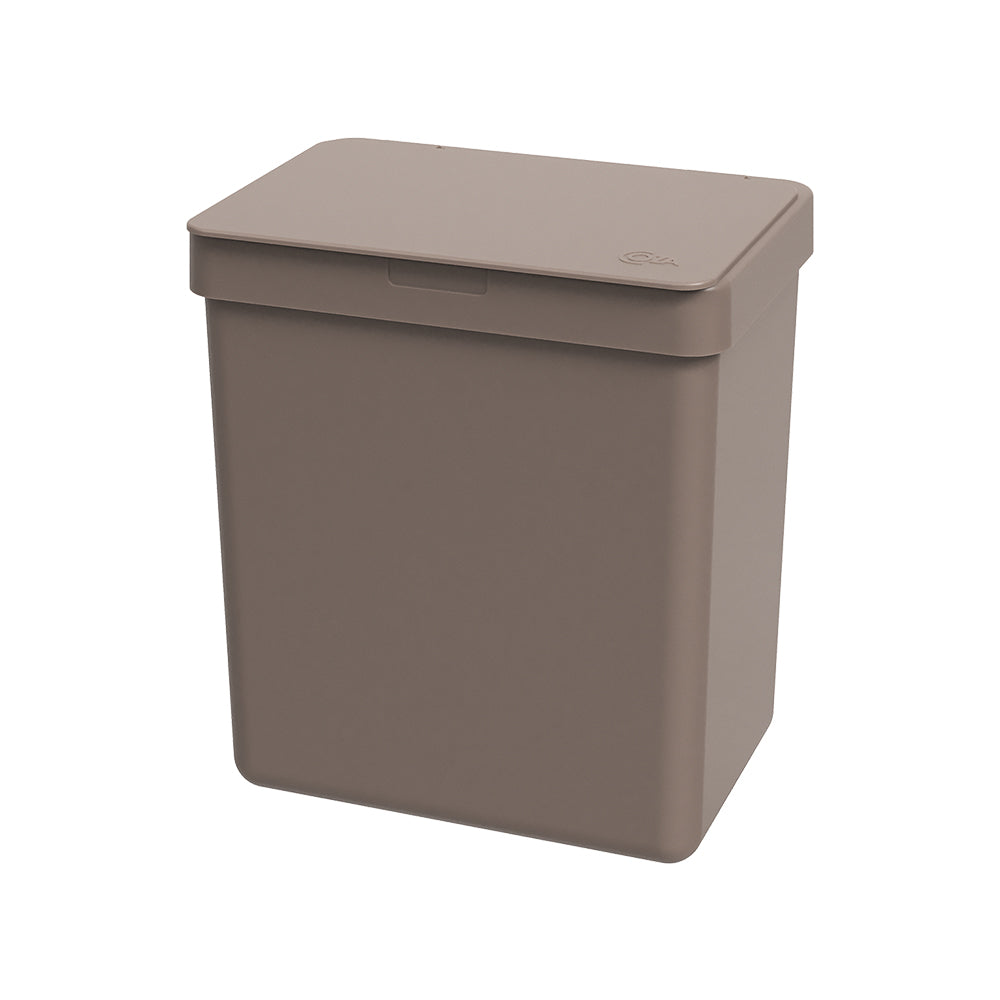 Coza Trash Bin Beige with Lid and Bag Rim 16,4 x 11,8 x 18,5 cm Made in Brazil