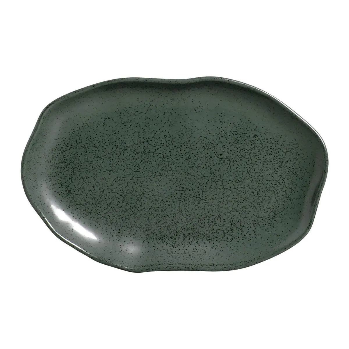 Platter Tray Shallow   Stoneware 30 cm x 20 cm  Greenery Colour Made in Brazil Organic Shape Porto Brasil Ceramic Make a Set