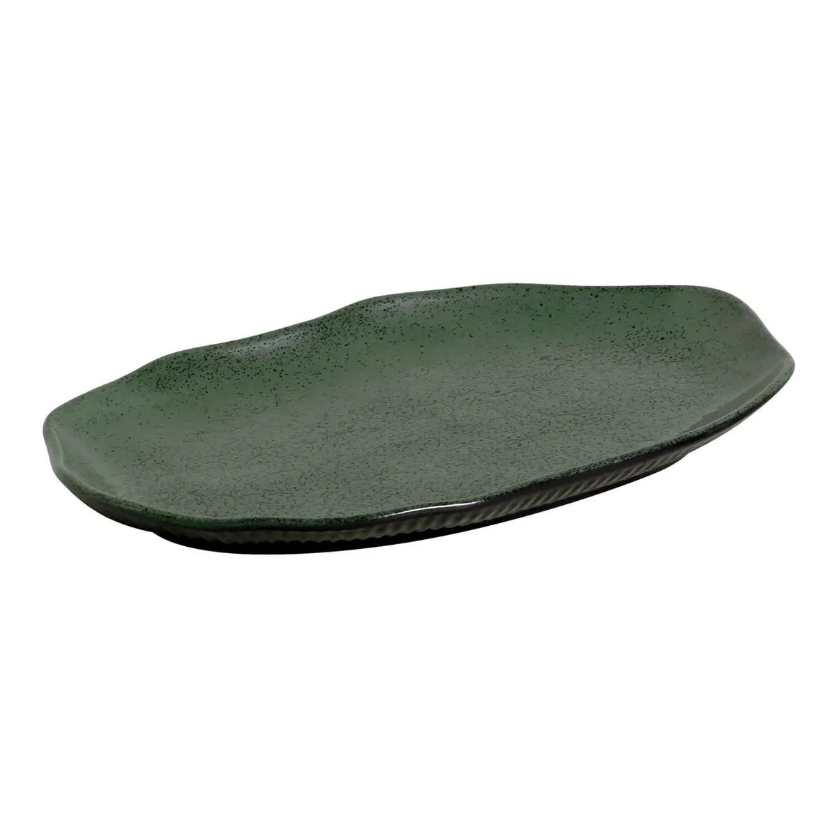 Platter Tray Shallow   Stoneware 30 cm x 20 cm  Greenery Colour Made in Brazil Organic Shape Porto Brasil Ceramic Make a Set