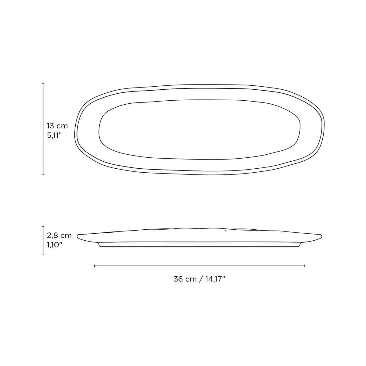 Platter Tray Oval  Stoneware 36 cm x 13 cm  Greenery Colour Made in Brazil Organic Shape Porto Brasil Ceramic Make a Set