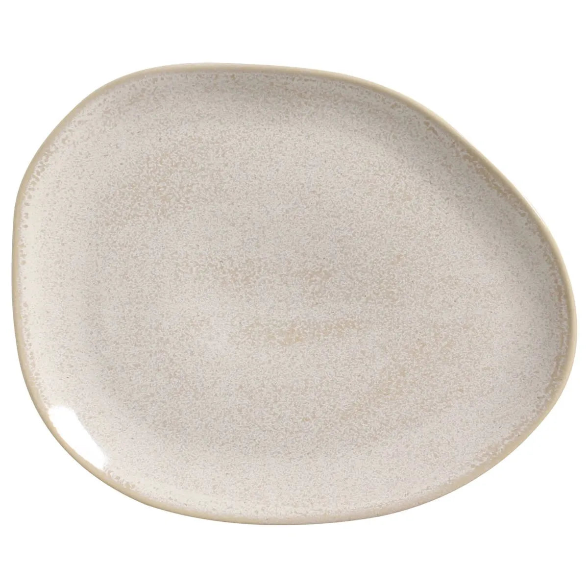 Dinner Plate Oval Stoneware 31 cm  Latte Colour Made in Brazil Organic Shape Porto Brasil Ceramic Make a Set