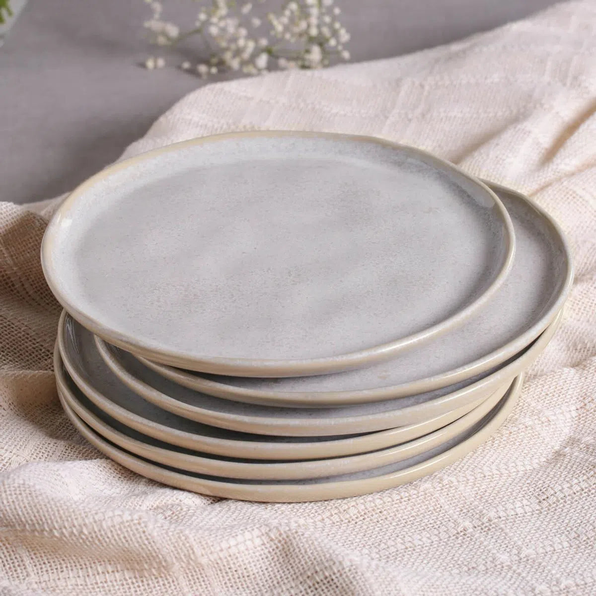 Dessert Plate Stoneware 21.5 cm Porto Brasil Bio Shape Latte Colour Made in Brazil Ceramic Make a Set