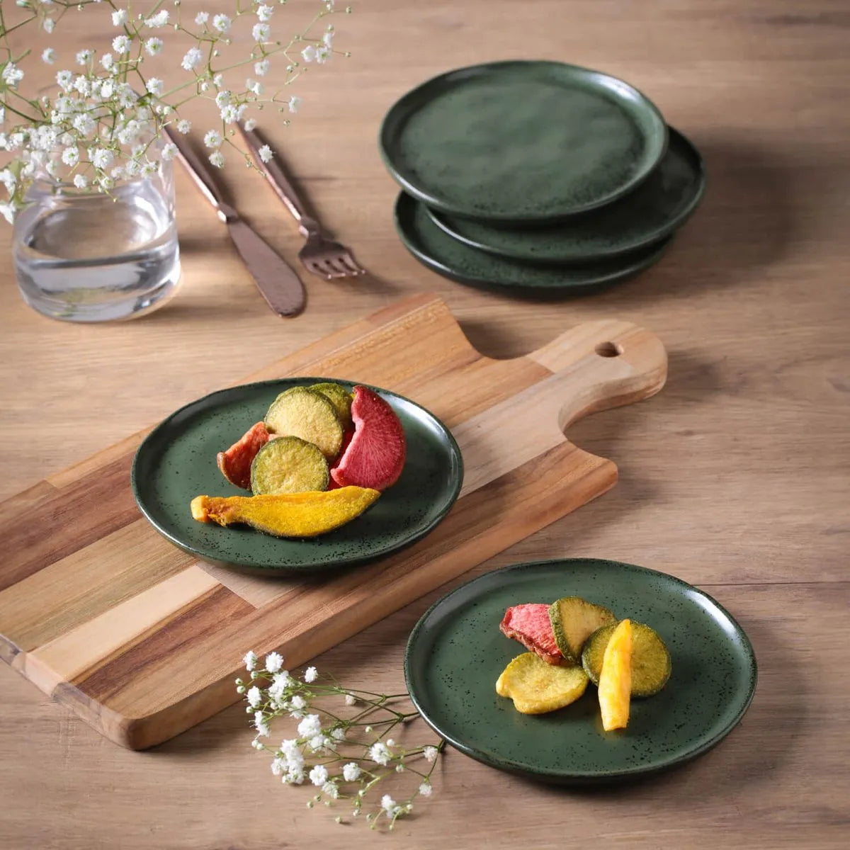 Bread Plate Stoneware 15.5 cm x 1.6 cm  Greenery Colour Made in Brazil Bio Shape Porto Brasil Ceramic Make a Set