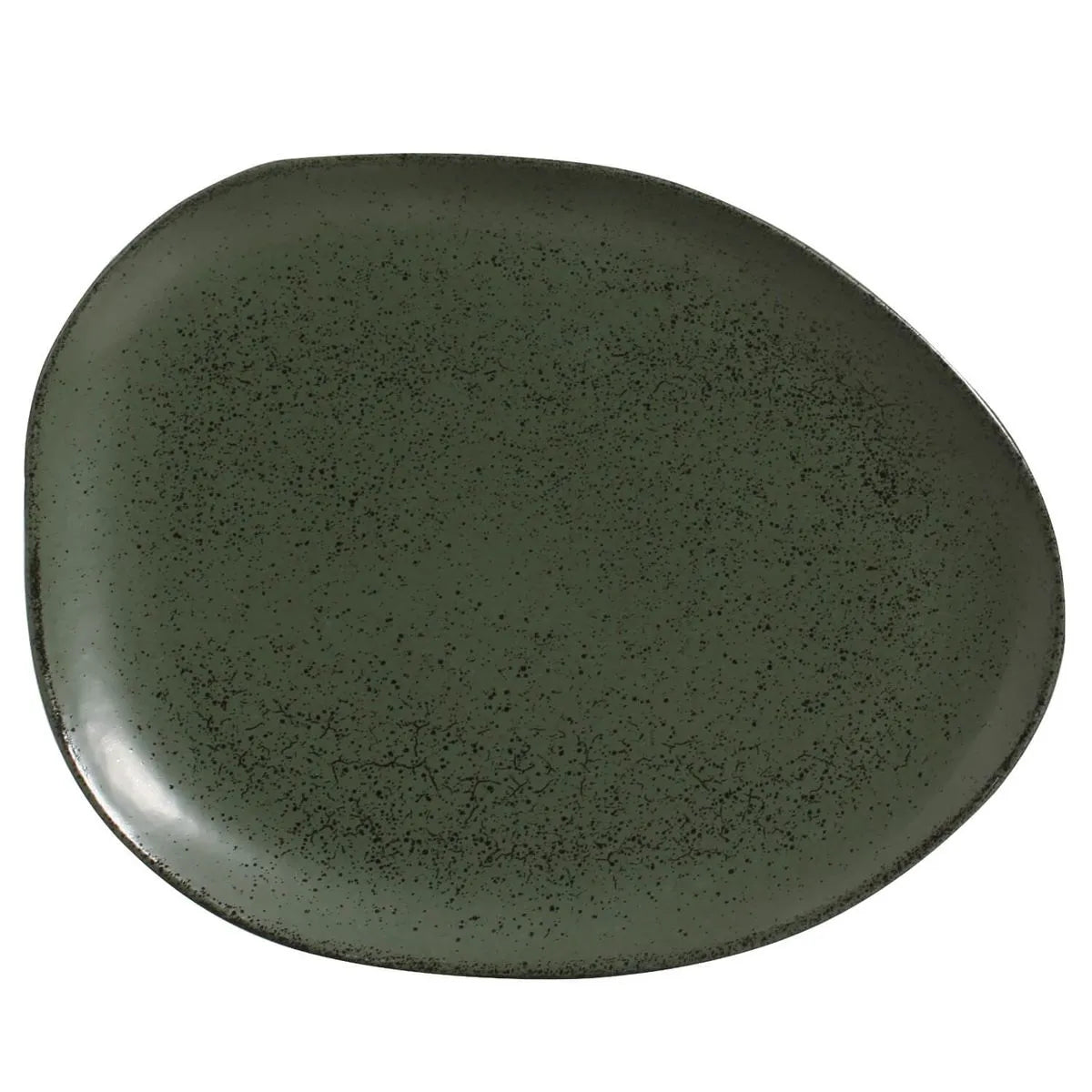 Dinner Plate Oval  Stoneware 31 cm x 24 cm x 2.5 cm  Greenery Colour Made in Brazil Organic Shape Porto Brasil Ceramic Make a Set