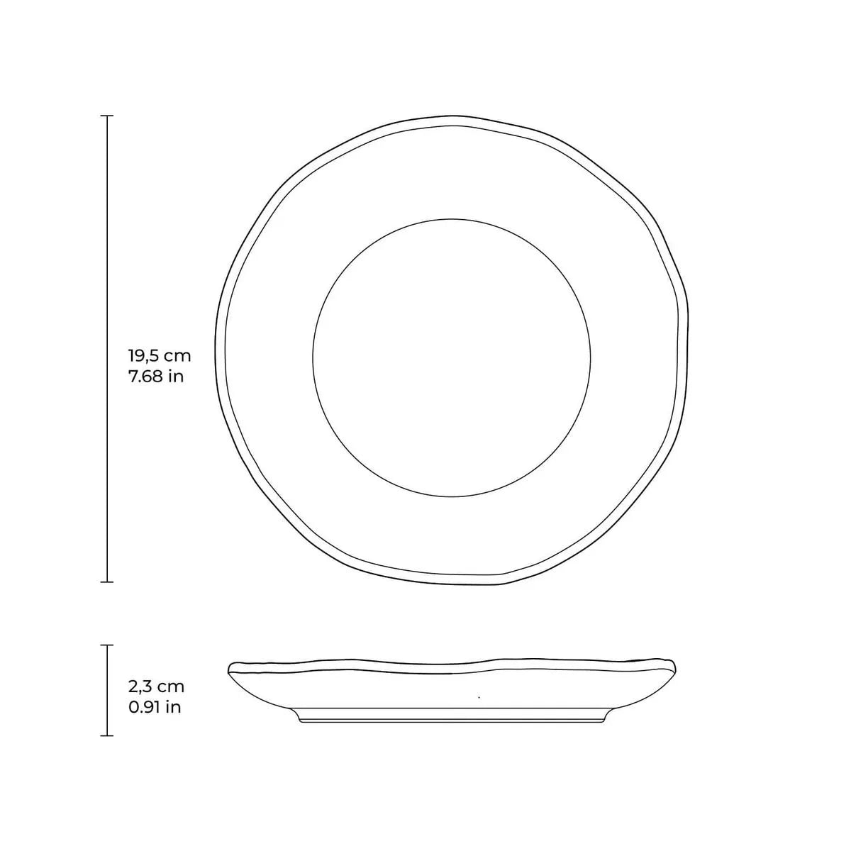 Dessert Plate Stoneware 19.5 cm Night Sky Colour Made in Brazil Organic Shape Porto Brasil Ceramic Make a Set