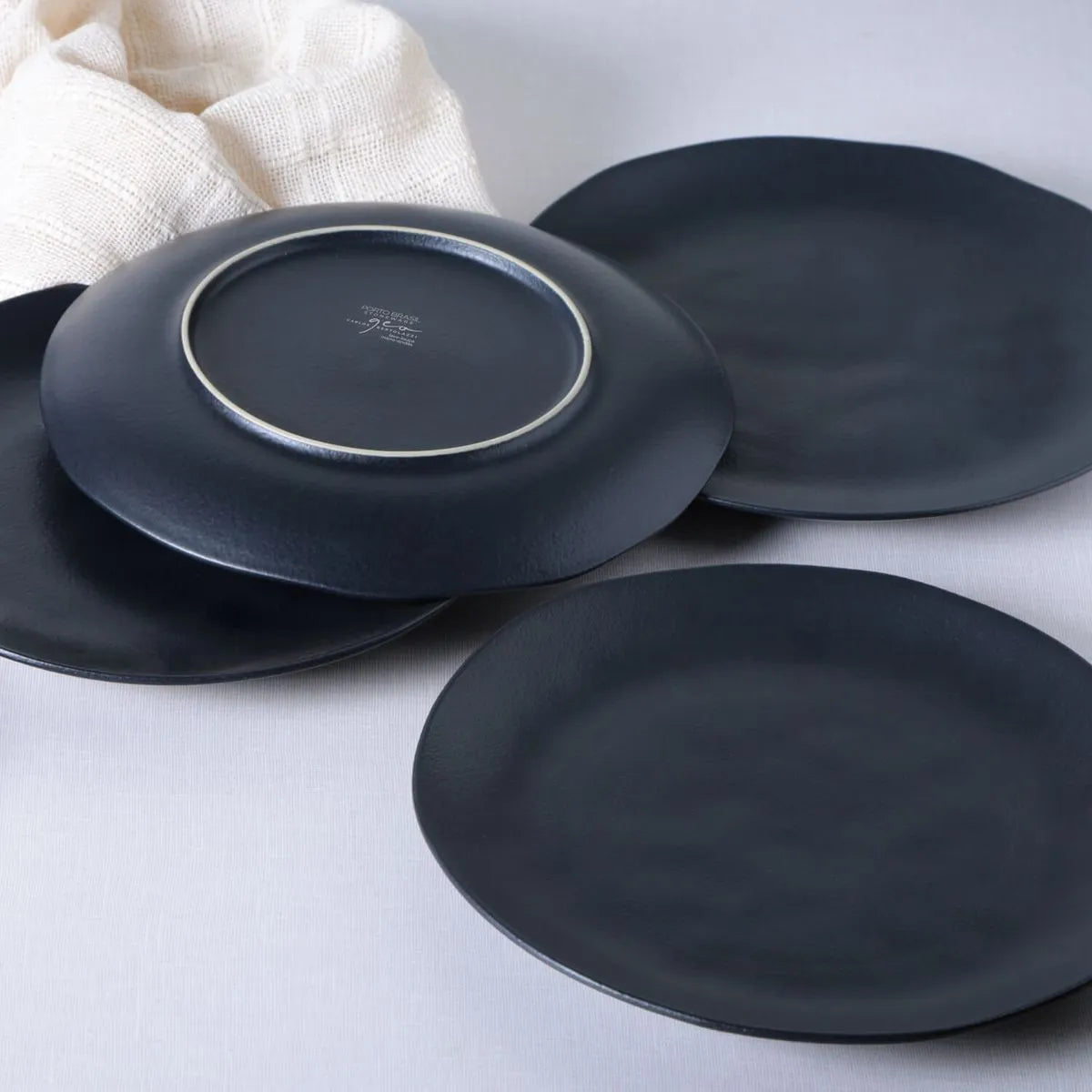 Dinner Plate Stoneware 26.5 cm Black Matt Colour Made in Brazil Organic Shape Porto Brasil Ceramic Make a Set