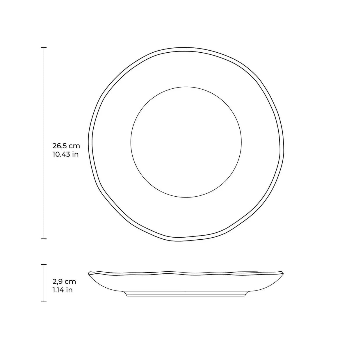 Dinner Plate Stoneware 26.5 cm Black Matt Colour Made in Brazil Organic Shape Porto Brasil Ceramic Make a Set