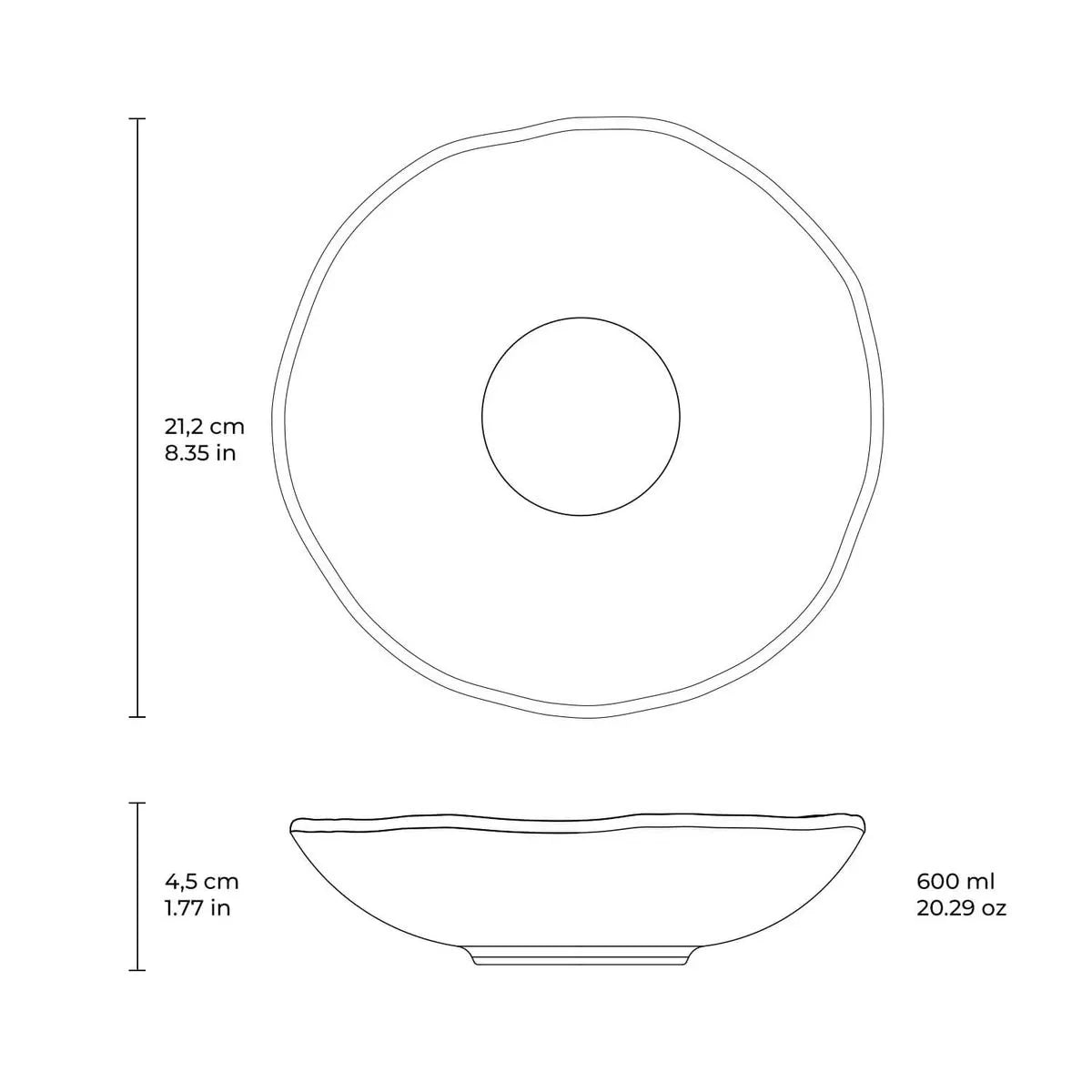 Bowl  Stoneware 21.2 cm 600 ml Black Matt Colour Made in Brazil Organic Shape Porto Brasil Ceramic Make a Set