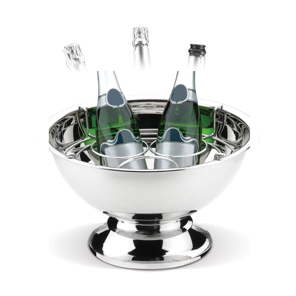 Champagne and Wine  Ice Bucket with Bottle Holder Stainless Steel 18/10  32 cm 6 L Made in Brazil