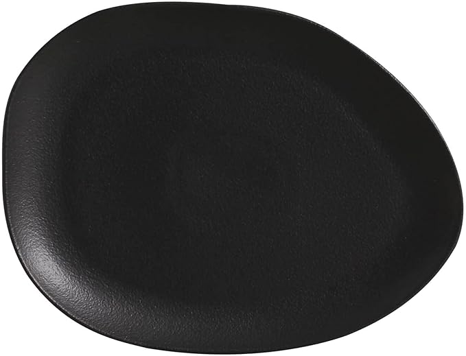 Dinner Plate Oval  Stoneware 31 cm x 24 cm x 2.5 cm  Black Matt Colour Made in Brazil Organic Shape Porto Brasil Ceramic Make a Set