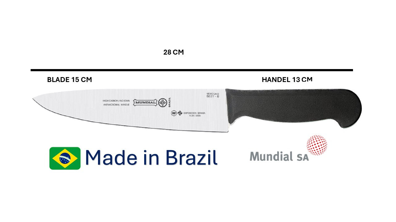 Professional Knife 6' Mundial High Carbon Stainless Steel Din 1.14116  54 - 57 HRC NSF Antibacterial Handle -  The Original Brazilian Knife