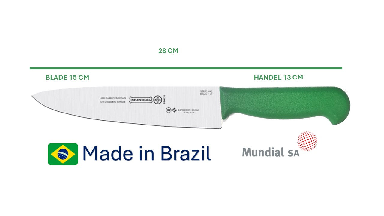 Professional Knife 6' Mundial High Carbon Stainless Steel Din 1.14116  54 - 57 HRC NSF Antibacterial Handle -  The Original Brazilian Knife