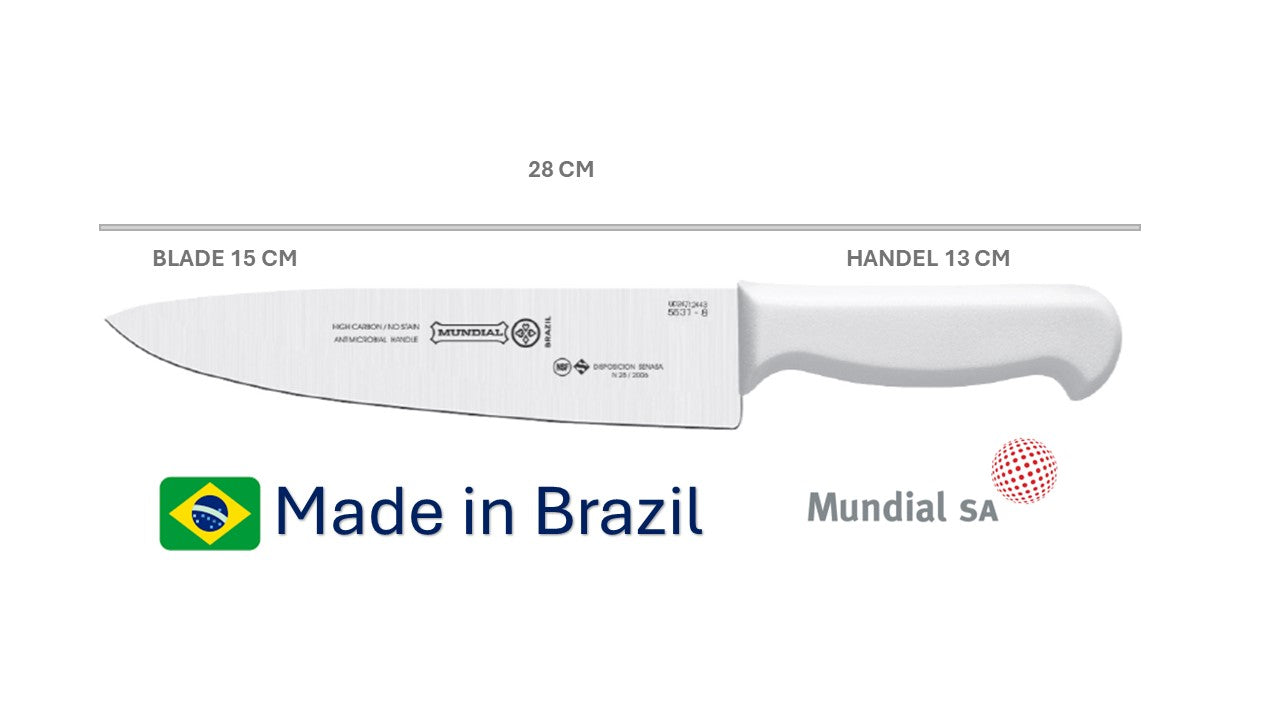 Professional Knife 6' Mundial High Carbon Stainless Steel Din 1.14116  54 - 57 HRC NSF Antibacterial Handle -  The Original Brazilian Knife