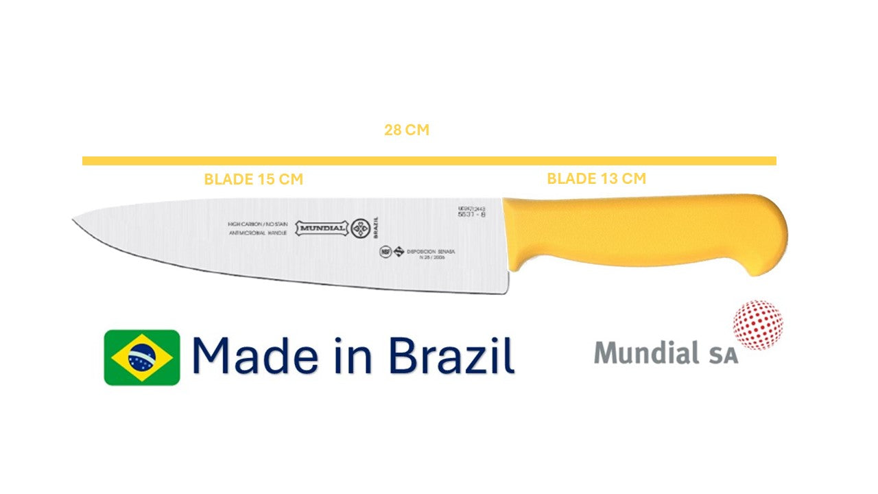 Professional Knife 6' Mundial High Carbon Stainless Steel Din 1.14116  54 - 57 HRC NSF Antibacterial Handle -  The Original Brazilian Knife