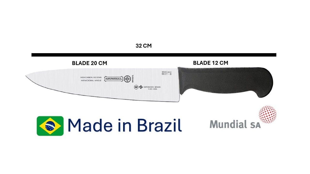 Professional Knife 8' Mundial High Carbon Stainless Steel Din 1.14116  54 - 57 HRC NSF Antibacterial Handle -  The Original Brazilian Knife