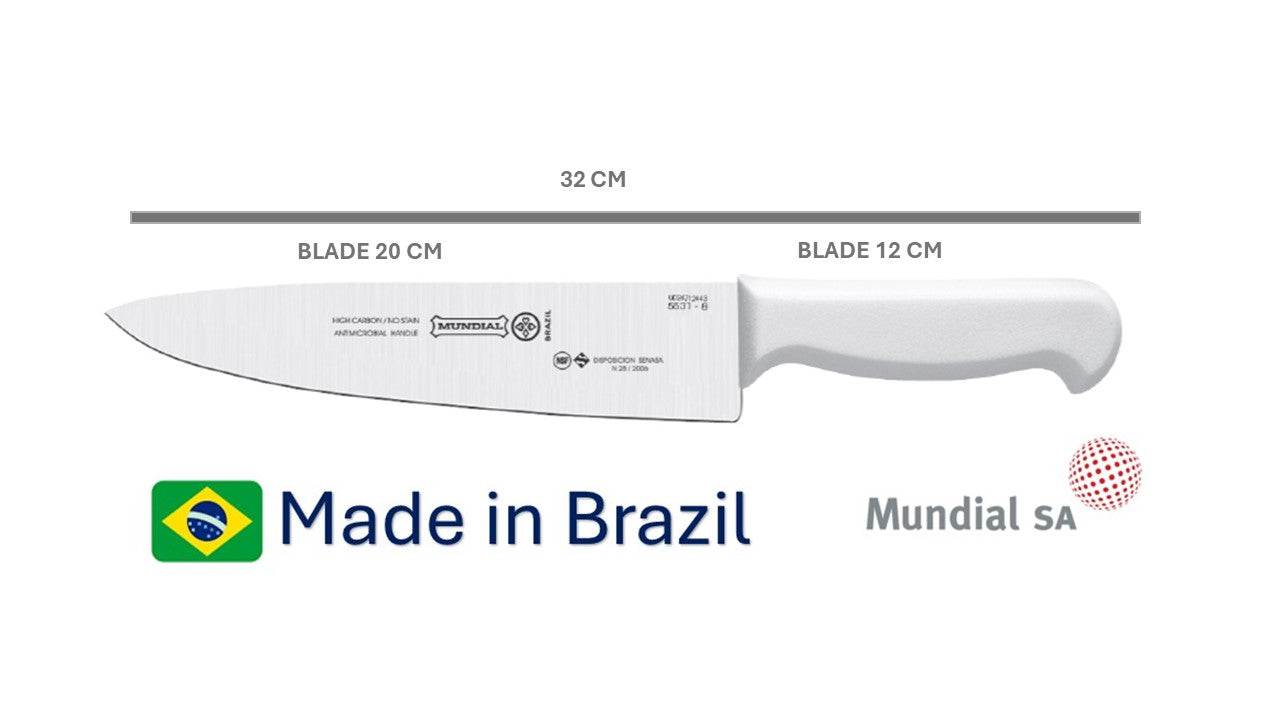 Professional Knife 8' Mundial High Carbon Stainless Steel Din 1.14116  54 - 57 HRC NSF Antibacterial Handle -  The Original Brazilian Knife