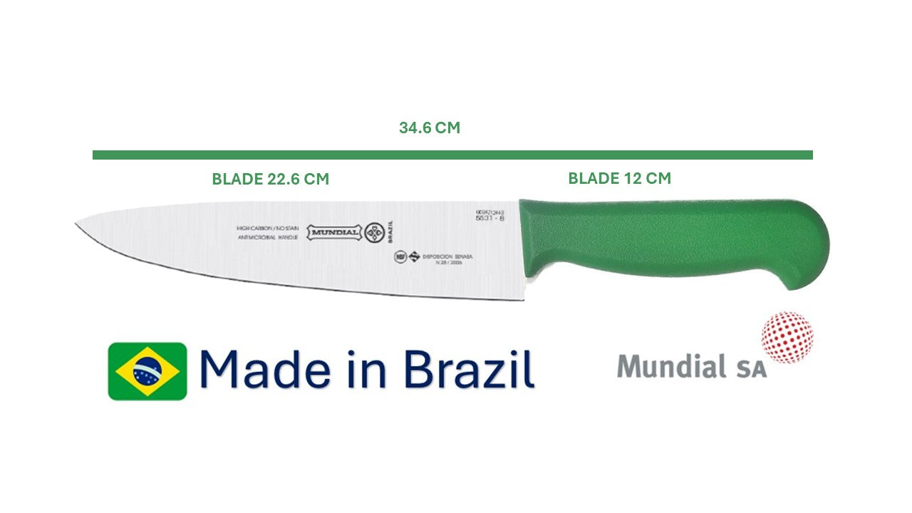 Professional Knife 9' Mundial High Carbon Stainless Steel Din 1.14116  54 - 57 HRC NSF Antibacterial Handle -  The Original Brazilian Knife