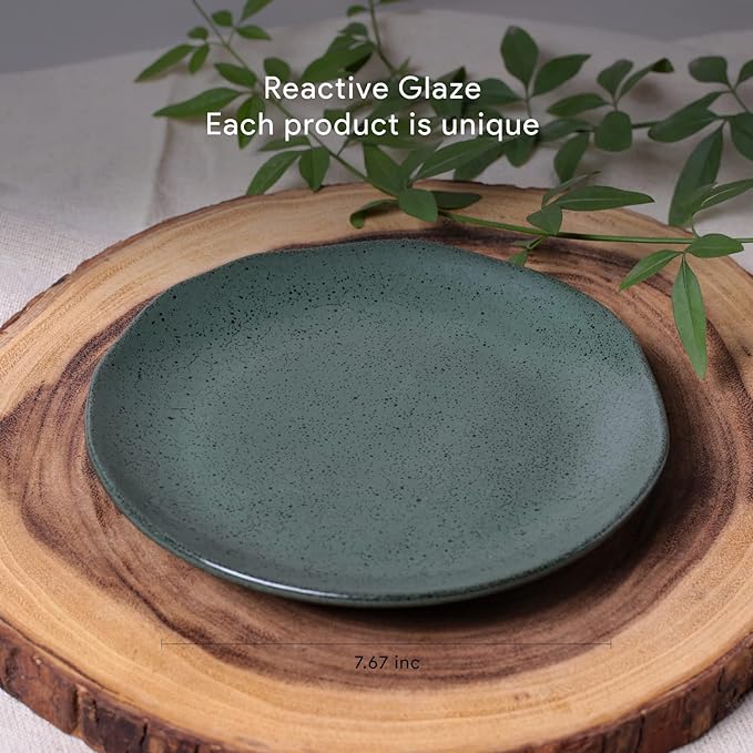 Dessert Plate Stoneware 19.5 cm Greenery Colour Made in Brazil Organic Shape Porto Brasil Ceramic Make a Set