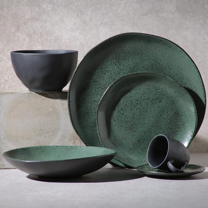 Dessert Plate Stoneware 19.5 cm Greenery Colour Made in Brazil Organic Shape Porto Brasil Ceramic Make a Set