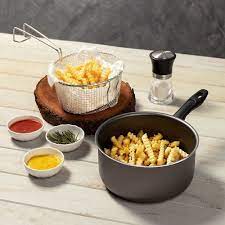 Brinox 20 cm 2.65 L Non-stick Deep Fryer with Basket - easy to clean, secure and healthy to cook - Made in Brazil.