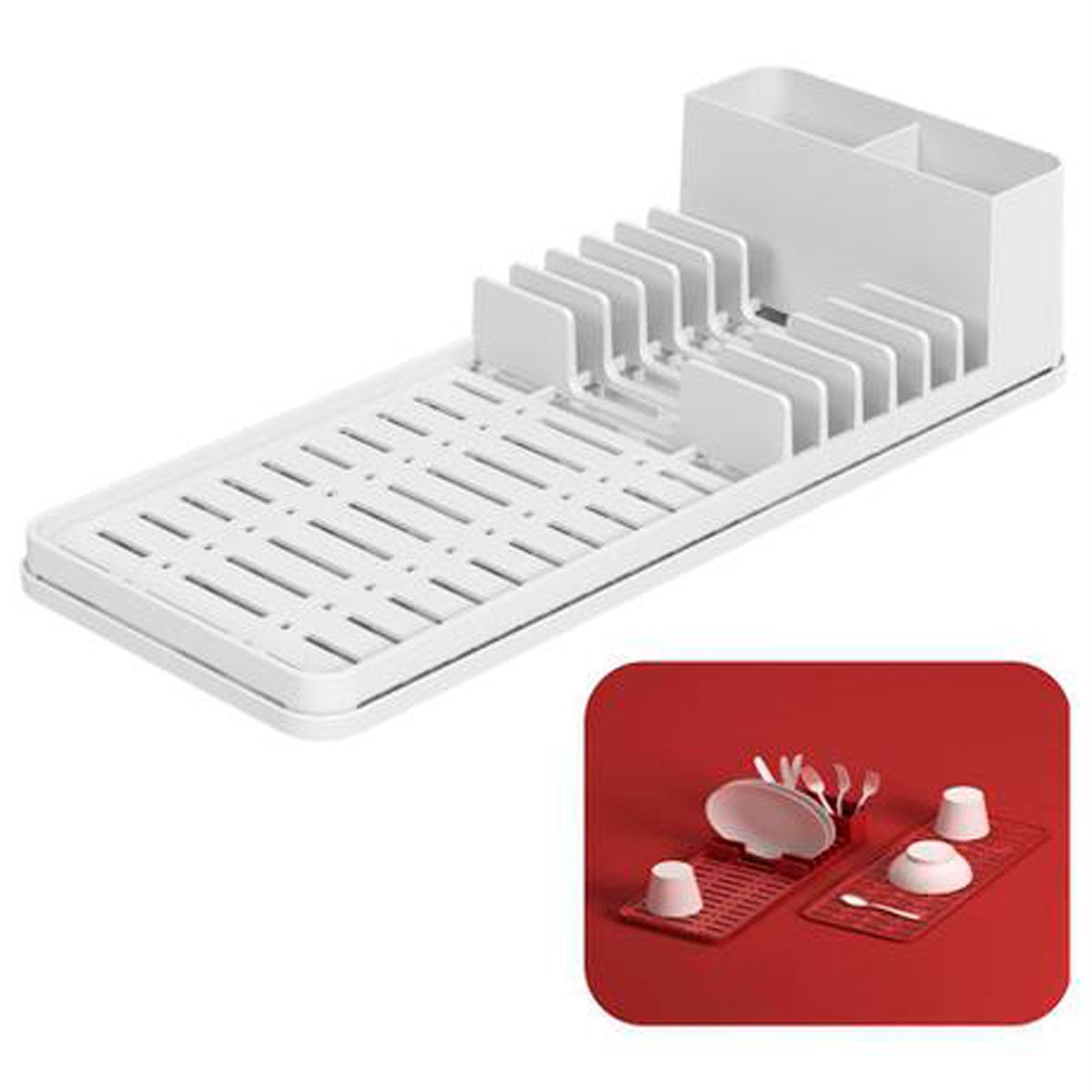 Coza Dish Drainer with Multi-purpose Tray White Kitchen 42,2 x 17,4 x 9,4 cm Made in Brazil