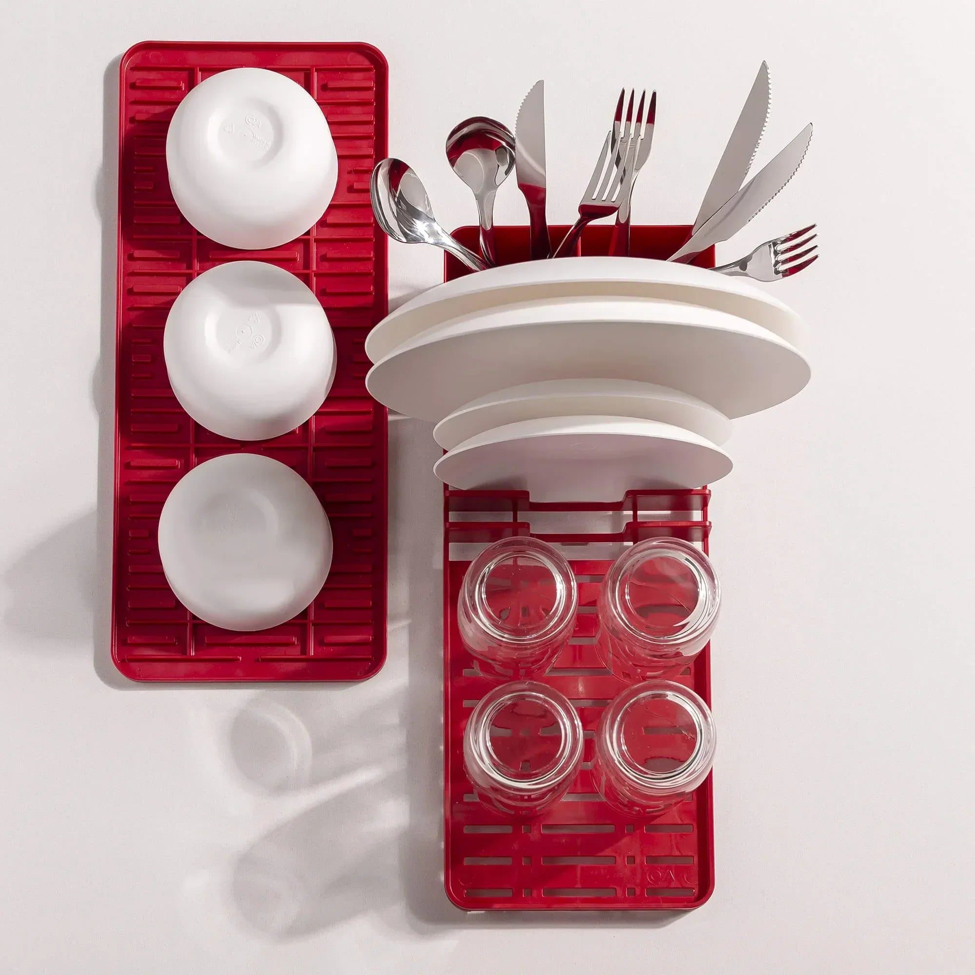 Coza Dish Drainer with Multi-purpose Tray Red Kitchen 42,2 x 17,4 x 9,4 cm Made in Brazil