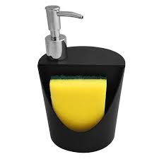 Coza Soap Dispenser Black 600 ml with Sponge Holder Kitchen Made in Brazil