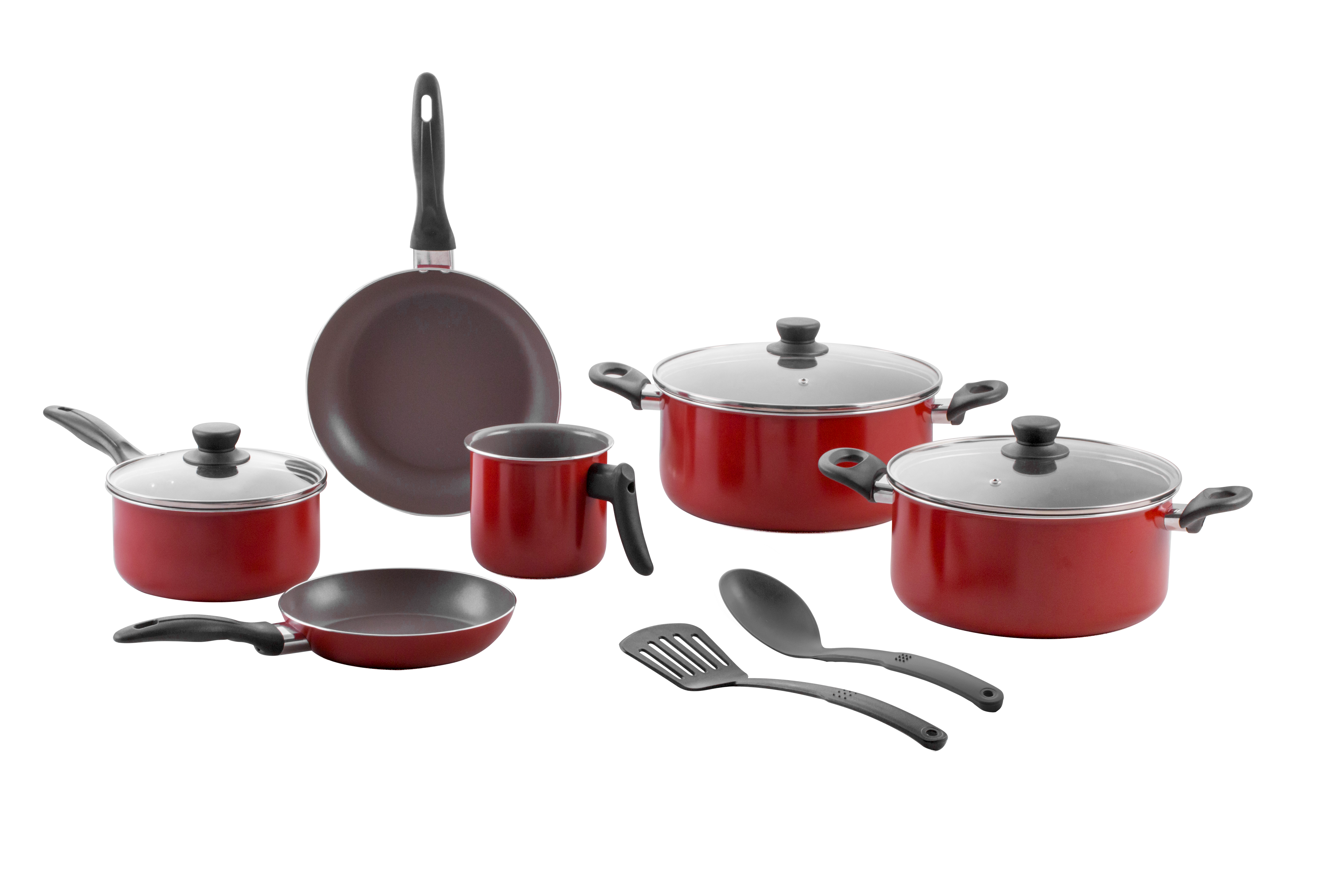 Brinox 11 pcs Ceramic Cookware Set with 26 cm Casserole 2 Frying Pans and a 12 cm Boiler Non-stick - easy to cook and clean