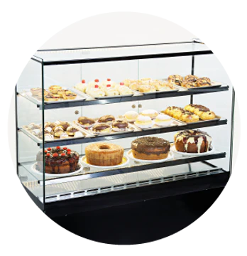 Erato Stand Alone Heated Display Case  with 9 Free Trays  84x44x120cm  9BT 360 Degrees View Mande in Brazil LED