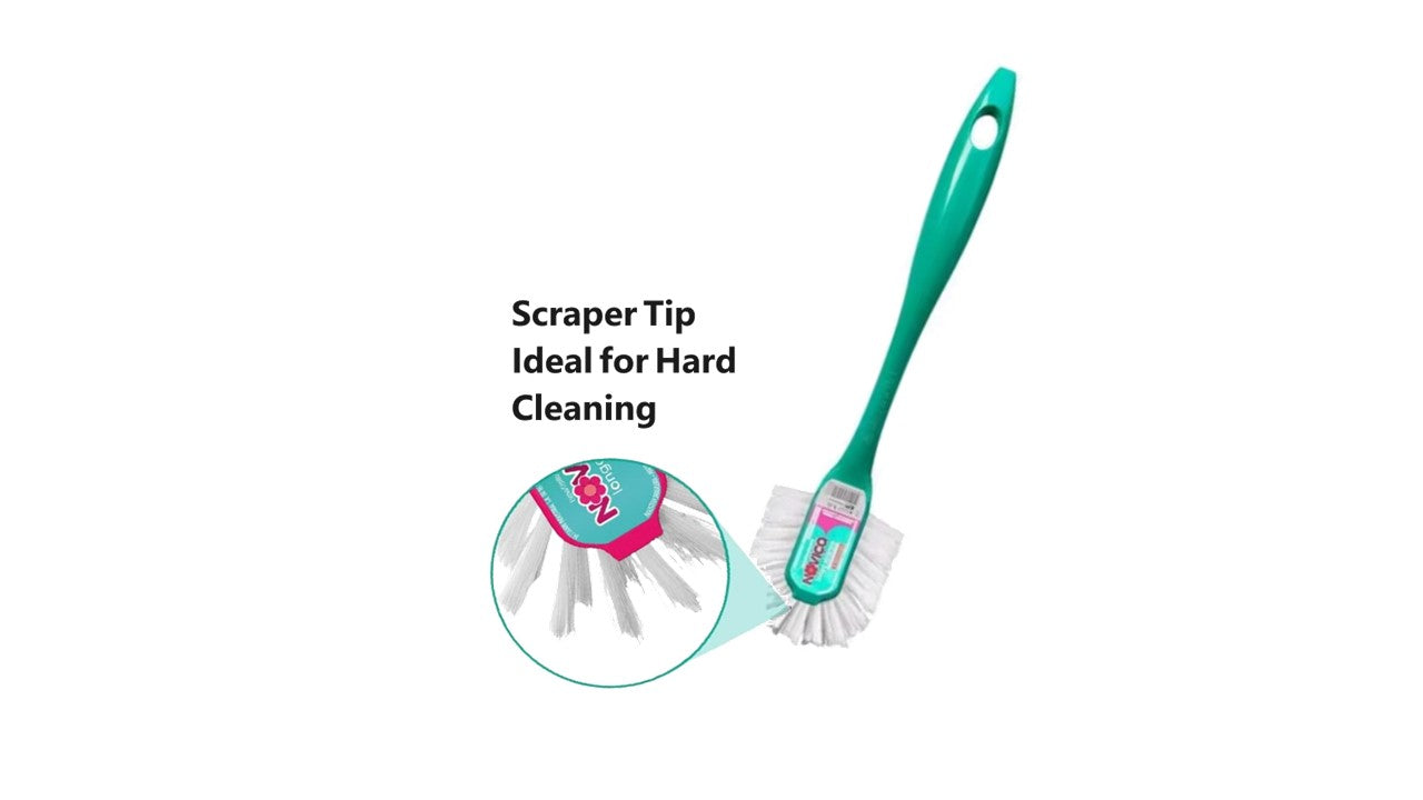 Bettanin Long Brush with Scrapper Tip 2 in 1  - 27 cm for Hard to Reach Places Cleaning - Made in Brazil