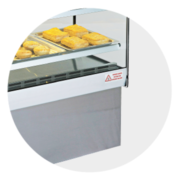 Erato Stand Alone Heated Display Case  with 12 Free Trays  111x44x120cm  12BT 360 Degrees View Mande in Brazil LED